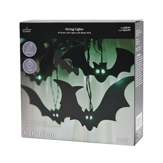 10ct. Bats with Green LED String Lights by Ashland®